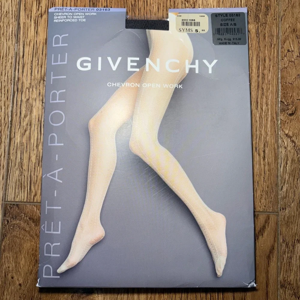 Givenchy Pret A Porter Chevron Open Work Tights Set of 2 black made in Italy A/B